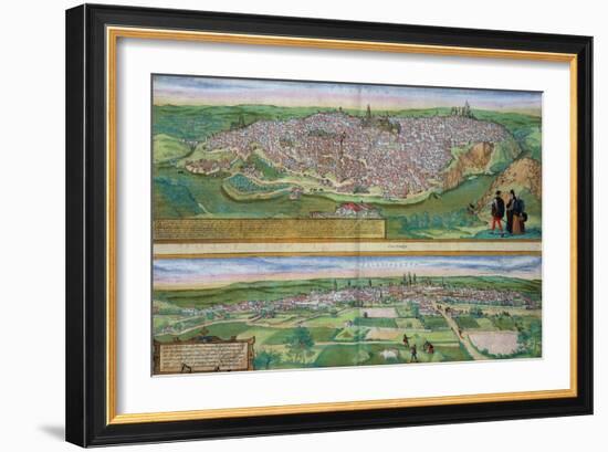 Map of Toledo and Valladolid, from Civitates Orbis Terrarum by Georg Braun-Joris Hoefnagel-Framed Giclee Print