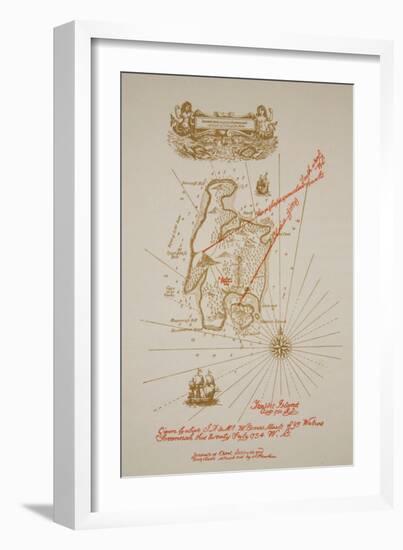 Map of Treasure Island, an illustration from 'Treasure Island' by Robert Louis Stevenson-Newell Convers Wyeth-Framed Giclee Print