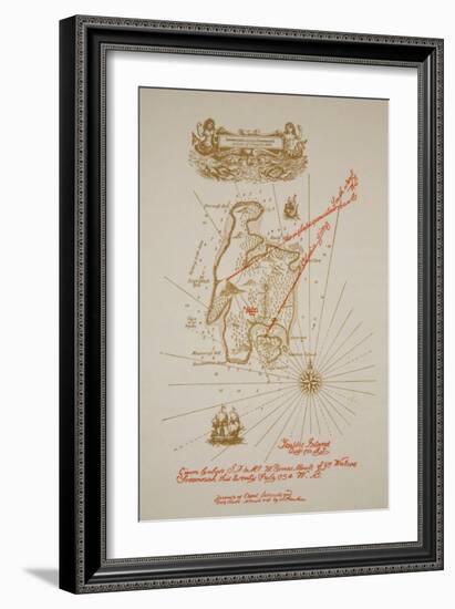 Map of Treasure Island, an illustration from 'Treasure Island' by Robert Louis Stevenson-Newell Convers Wyeth-Framed Giclee Print