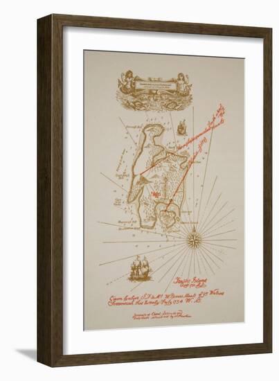 Map of Treasure Island, an illustration from 'Treasure Island' by Robert Louis Stevenson-Newell Convers Wyeth-Framed Giclee Print