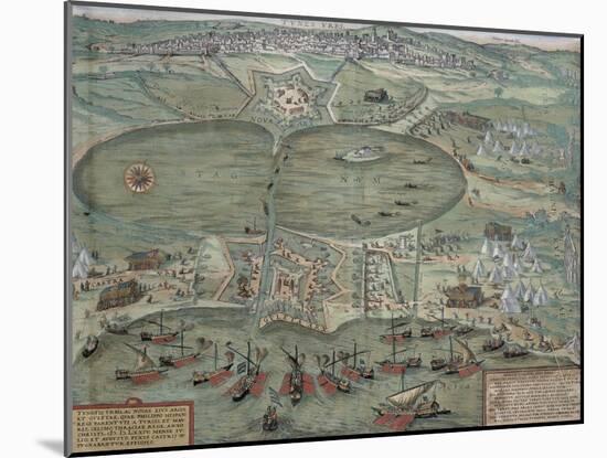 Map of Tunis, from Civitates Orbis Terrarum by Georg Braun-Joris Hoefnagel-Mounted Giclee Print