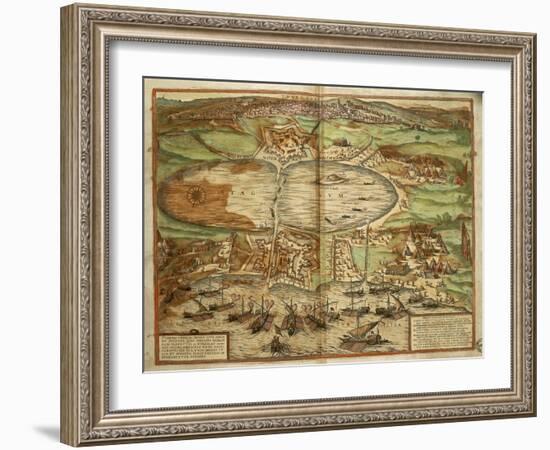 Map of Tunis, Tunisia, from Civitates Orbis Terrarum by Georg Braun and Franz Hogenberg-null-Framed Giclee Print