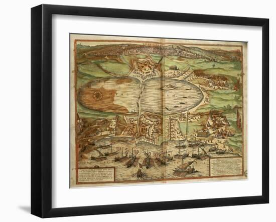 Map of Tunis, Tunisia, from Civitates Orbis Terrarum by Georg Braun and Franz Hogenberg-null-Framed Giclee Print