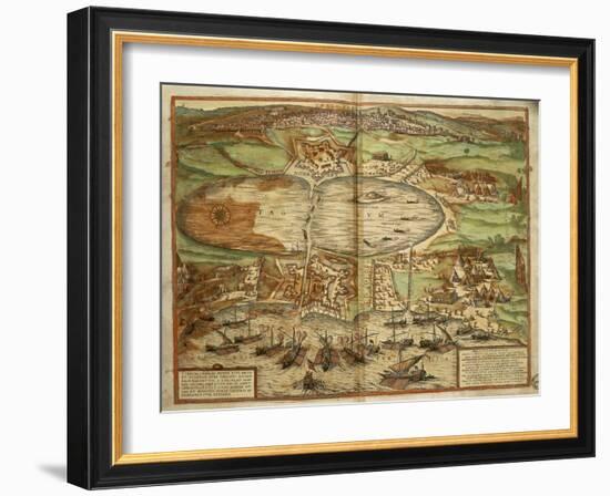 Map of Tunis, Tunisia, from Civitates Orbis Terrarum by Georg Braun and Franz Hogenberg-null-Framed Giclee Print