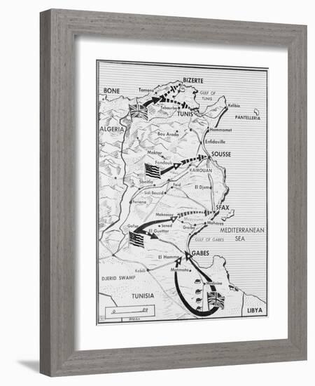 Map of Tunisia-null-Framed Giclee Print