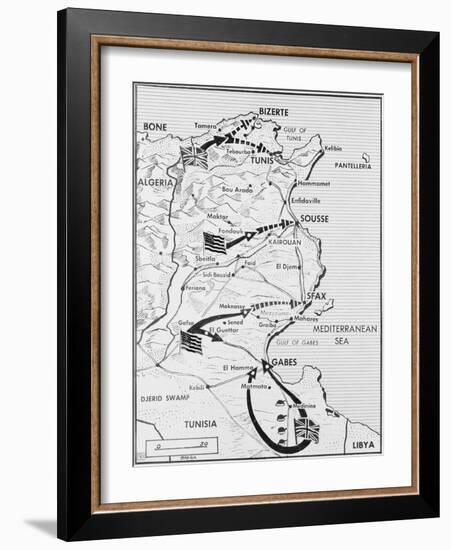 Map of Tunisia-null-Framed Giclee Print