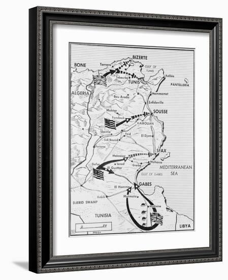 Map of Tunisia-null-Framed Giclee Print