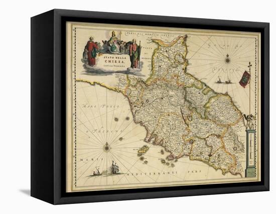 Map of Tuscany Region, from Atlas by Willem Janszoon Blaeu, 1663-null-Framed Premier Image Canvas