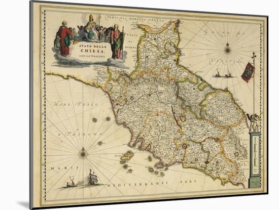 Map of Tuscany Region, from Atlas by Willem Janszoon Blaeu, 1663-null-Mounted Giclee Print