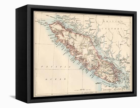 Map of Vancouver Island, British Columbia, Canada, 1870s-null-Framed Premier Image Canvas