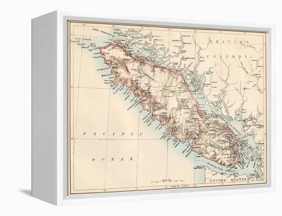 Map of Vancouver Island, British Columbia, Canada, 1870s-null-Framed Premier Image Canvas