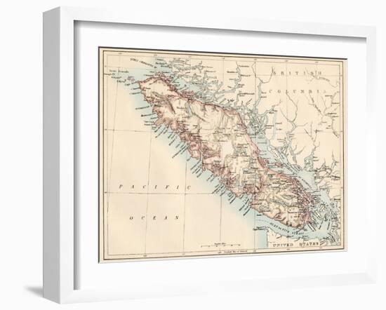 Map of Vancouver Island, British Columbia, Canada, 1870s-null-Framed Giclee Print