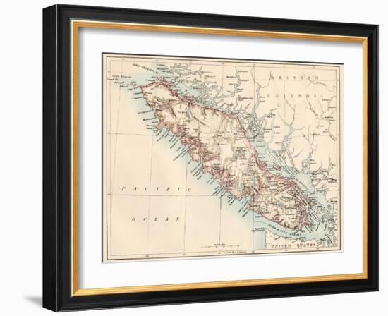 Map of Vancouver Island, British Columbia, Canada, 1870s-null-Framed Giclee Print