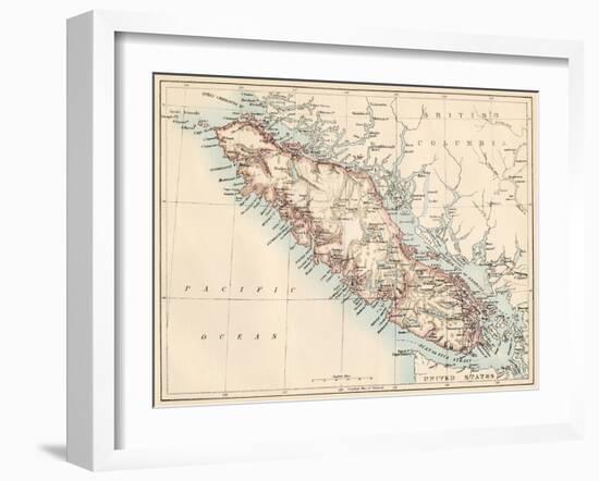 Map of Vancouver Island, British Columbia, Canada, 1870s-null-Framed Giclee Print