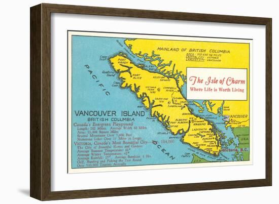 Map of Vancouver Island, British Columbia-null-Framed Art Print