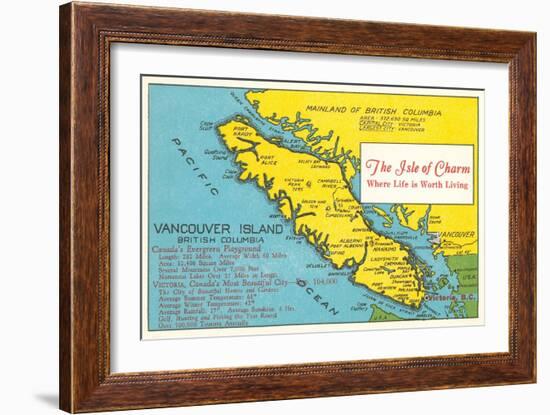 Map of Vancouver Island, British Columbia-null-Framed Art Print