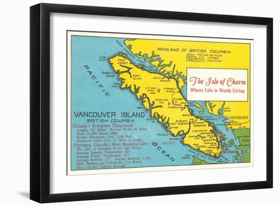 Map of Vancouver Island, British Columbia-null-Framed Art Print