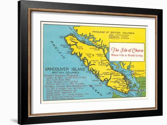 Map of Vancouver Island, British Columbia-null-Framed Art Print