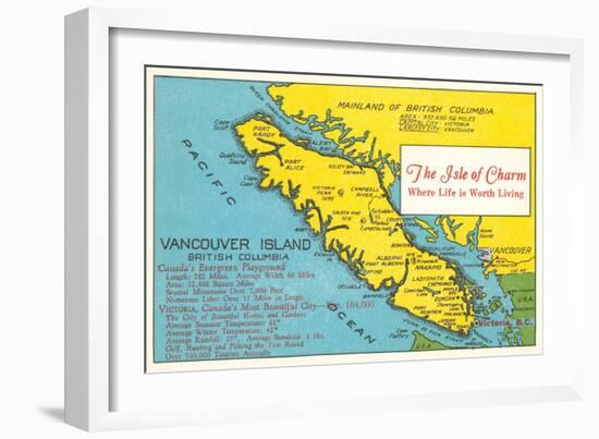 Map of Vancouver Island, British Columbia-null-Framed Art Print