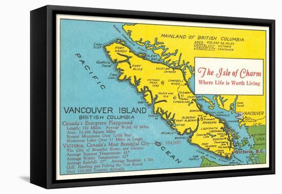 Map of Vancouver Island, British Columbia-null-Framed Stretched Canvas