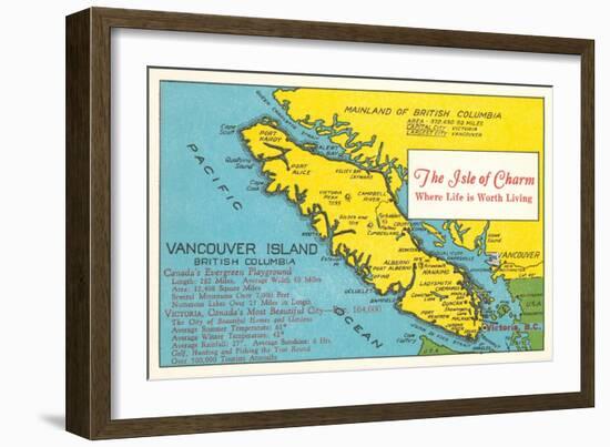 Map of Vancouver Island, British Columbia-null-Framed Art Print