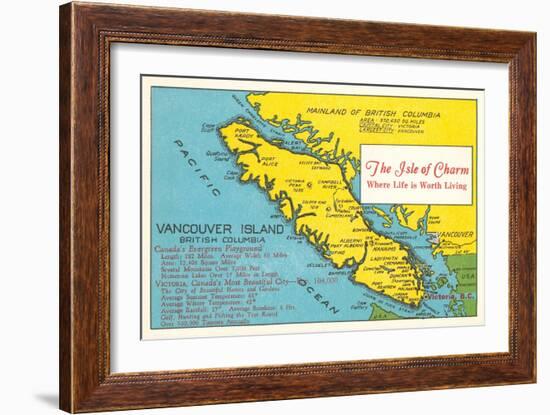 Map of Vancouver Island, British Columbia-null-Framed Art Print