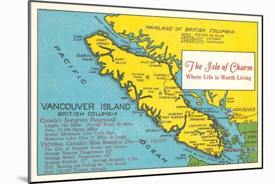 Map of Vancouver Island, British Columbia-null-Mounted Art Print