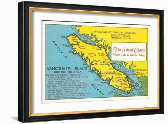 Map of Vancouver Island, British Columbia-null-Framed Art Print