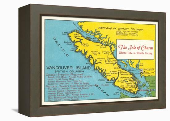 Map of Vancouver Island, British Columbia-null-Framed Stretched Canvas