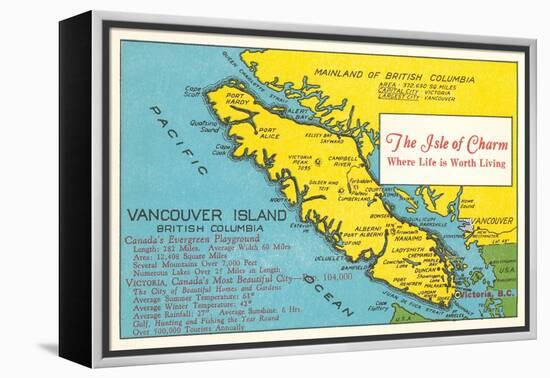 Map of Vancouver Island, British Columbia-null-Framed Stretched Canvas