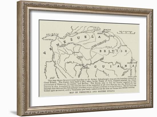 Map of Venezuela and British Guiana-null-Framed Giclee Print