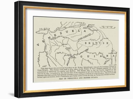 Map of Venezuela and British Guiana-null-Framed Giclee Print