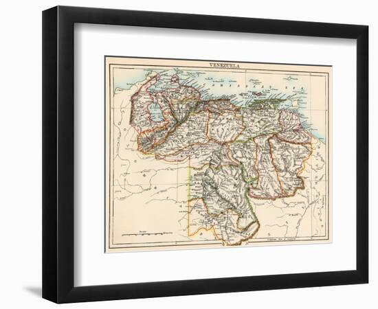 Map of Venezuela, around 1870 - Lithography 19Th Century (Map of Venezuela, 1870S - Color Lithograp-null-Framed Giclee Print