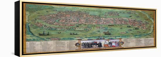 Map of Venice, from "Civitates Orbis Terrarum" by Georg Braun and Frans Hogenberg, circa 1572-Joris Hoefnagel-Framed Premier Image Canvas