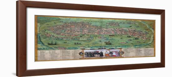 Map of Venice, from "Civitates Orbis Terrarum" by Georg Braun and Frans Hogenberg, circa 1572-Joris Hoefnagel-Framed Giclee Print