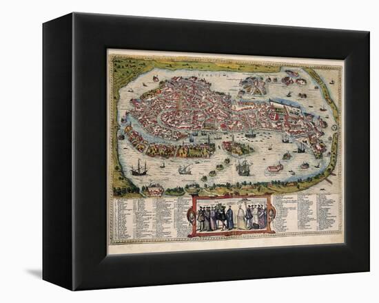 Map of Venice-Abraham Ortelius-Framed Stretched Canvas