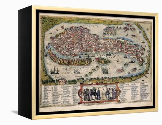 Map of Venice-Abraham Ortelius-Framed Stretched Canvas