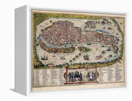 Map of Venice-Abraham Ortelius-Framed Stretched Canvas