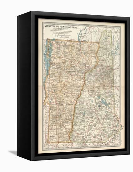 Map of Vermont and New Hampshire, United States-Encyclopaedia Britannica-Framed Stretched Canvas