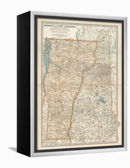 Map of Vermont and New Hampshire, United States-Encyclopaedia Britannica-Framed Stretched Canvas