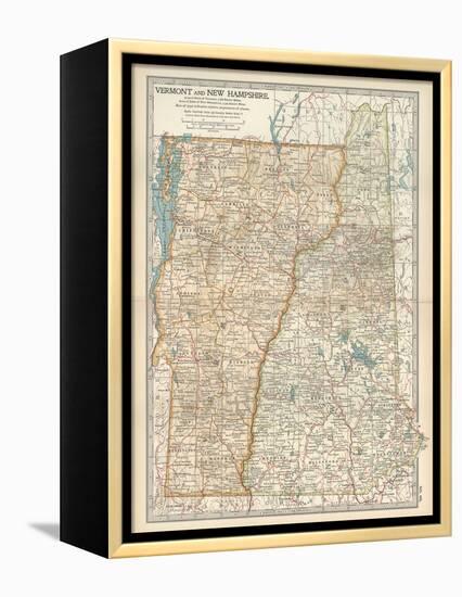 Map of Vermont and New Hampshire, United States-Encyclopaedia Britannica-Framed Stretched Canvas