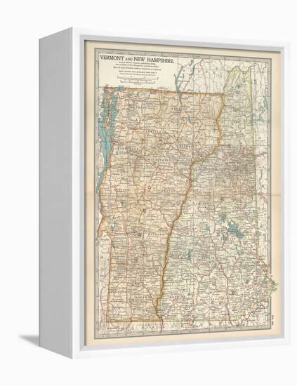 Map of Vermont and New Hampshire, United States-Encyclopaedia Britannica-Framed Stretched Canvas