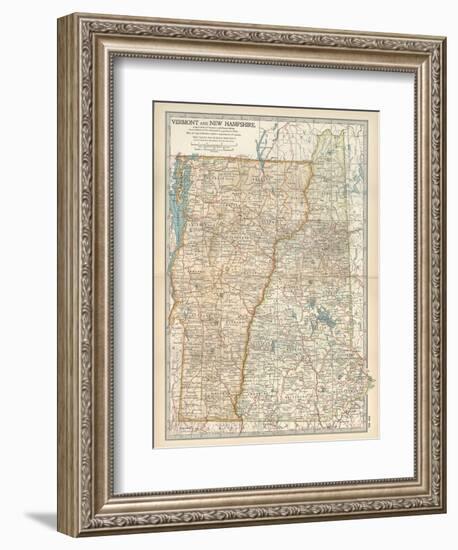 Map of Vermont and New Hampshire, United States-Encyclopaedia Britannica-Framed Art Print
