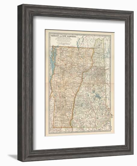 Map of Vermont and New Hampshire, United States-Encyclopaedia Britannica-Framed Art Print