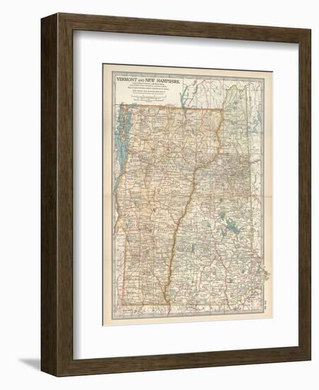 Map of Vermont and New Hampshire, United States-Encyclopaedia Britannica-Framed Art Print