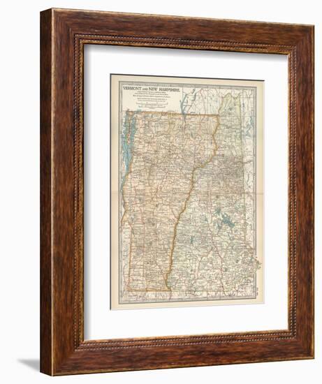 Map of Vermont and New Hampshire, United States-Encyclopaedia Britannica-Framed Art Print