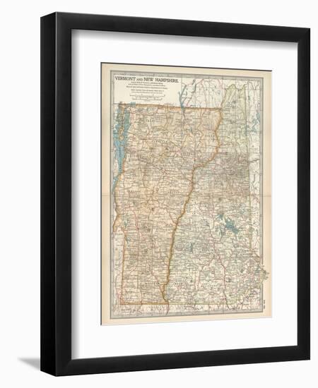 Map of Vermont and New Hampshire, United States-Encyclopaedia Britannica-Framed Art Print