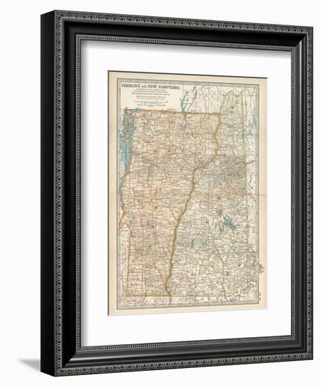 Map of Vermont and New Hampshire, United States-Encyclopaedia Britannica-Framed Art Print