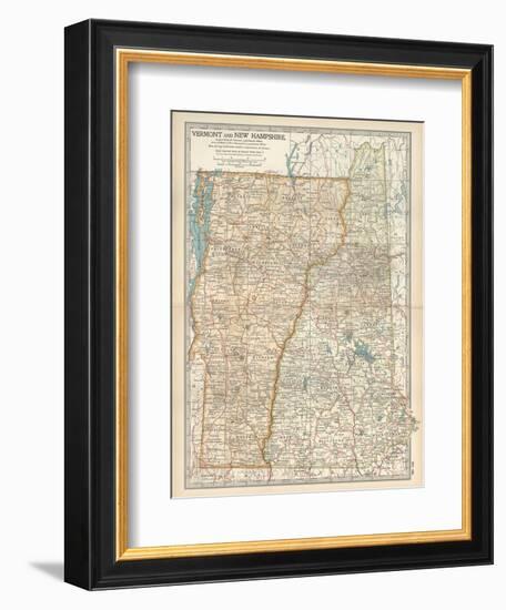 Map of Vermont and New Hampshire, United States-Encyclopaedia Britannica-Framed Art Print