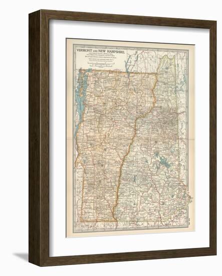 Map of Vermont and New Hampshire, United States-Encyclopaedia Britannica-Framed Art Print